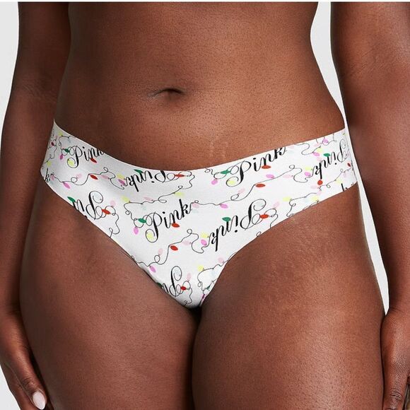 NWT- VICTORIA’S SECRET PINK 
NO-SHOW THONG PANTY- CHRISTMAS LIGHTS-SIZE XS - Picture 5 of 7